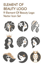 9 Element Of Beauty Logo Vector Icon Set