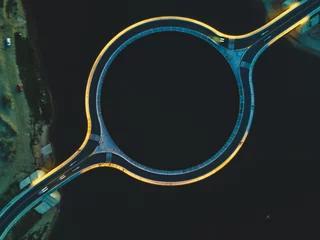 Gardinen Brücken Puente de Laguna Garzón - a beautiful and different architecture of a bridge in Maldonado department during night time,  Uruguay  © Paulo H. Pigozzi