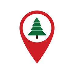 Obraz premium Marker location icon with christmas tree vector