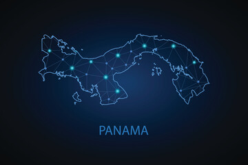 Map of Panama. Wire frame 3D mesh polygonal network line, design sphere, dot and structure. communications map of Panama. Vector Illustration EPS10.