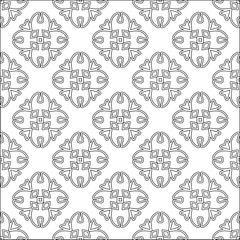 Vector pattern with symmetrical elements . Modern stylish abstract texture. Repeating geometric tiles from striped elements.Black and white pattern.