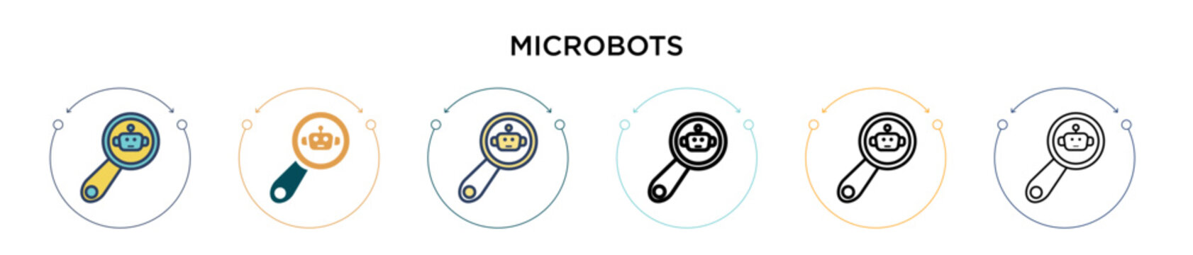 Microbots icon in filled, thin line, outline and stroke style. Vector illustration of two colored and black microbots vector icons designs can be used for mobile, ui, web
