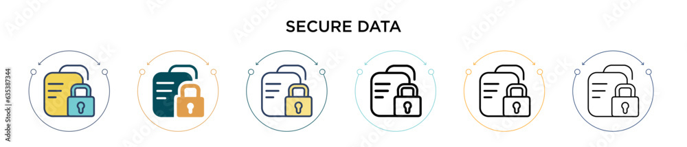 Poster secure data icon in filled, thin line, outline and stroke style. vector illustration of two colored 