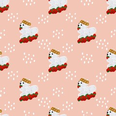 Seamless  pattern with cute squirrels.  Cartoon Animals Background. design for fabric, wrapping, textile, wallpaper, apparel and all your creative project.