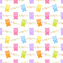 Colorful sweet jelly bears, gummy candies. Seamless pattern. Texture for fabric, wallpaper, decorative print
