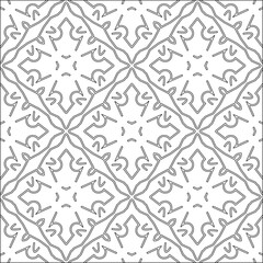 Vector pattern with symmetrical elements . Modern stylish abstract texture. Repeating geometric tiles from striped elements.Black and white pattern.