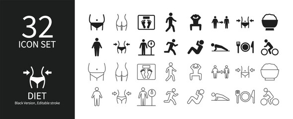 Icon set related to luck diet