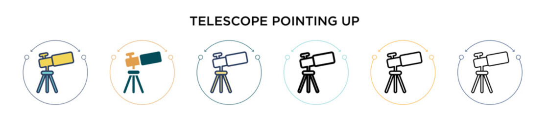 Telescope pointing up icon in filled, thin line, outline and stroke style. Vector illustration of two colored and black telescope pointing up vector icons designs can be used for mobile, ui, web © Digital Bazaar