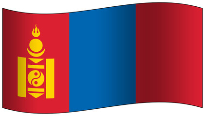 Mongolia flag waving 3D icon