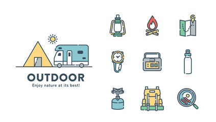 キャンプ　アイコン　セット