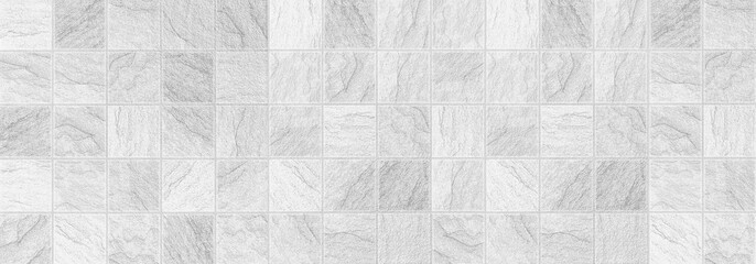 horizontal elegant white tiled stone texture for pattern and background.