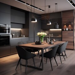 light kitchen with dark decor