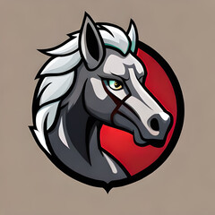 Horse Mustang Head Logo Cartoon Vector Esport Mascot Design Illustration. Generative AI