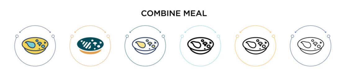 Combine meal icon in filled, thin line, outline and stroke style. Vector illustration of two colored and black combine meal vector icons designs can be used for mobile, ui, web