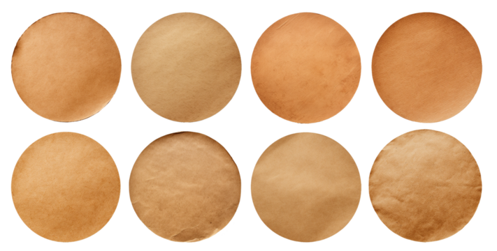 illustration of old brown colored circle banner stickers. Created with Generative AI	