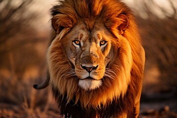 Close-up of an African lion, Generative Ai