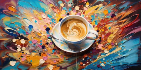coffee abstract oil painting - obrazy, fototapety, plakaty