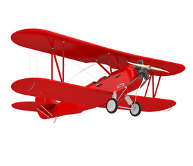 Red Airplane Biplane Isolated