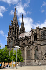 Fototapeta na wymiar Clermont-Ferrand city gothic cathedral Notre-Dame-de-l'Assomption building from black lava, France