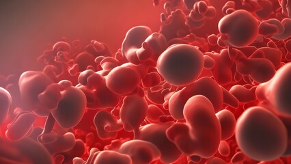 Close-up of erythrocytes, leukocytes, and blood cells. Generative Ai.
