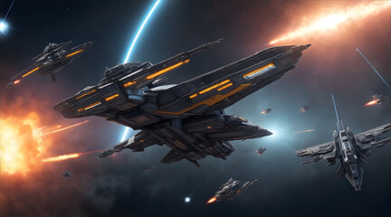 Fototapeta premium Cosmic Conflict: Battle Among the Stars