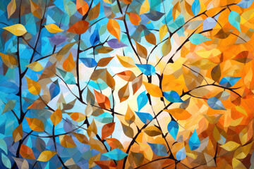  a colorful abstract painting, in the style of leaf patterns, generative AI
