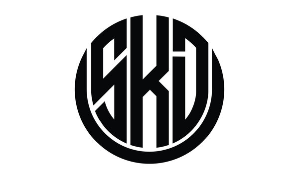 SKD shield in circle logo design vector template. lettermrk, wordmark, monogram symbol on white background.