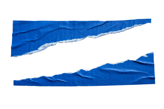 Torn glued triangular shaped dark blue paper