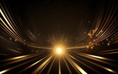 Fototapeta na wymiar Award ceremony background with golden shapes and light rays. Abstract luxury background