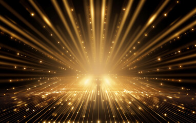 Award ceremony background with golden shapes and light rays. Abstract luxury background