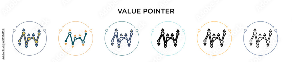 Wall mural value pointer icon in filled, thin line, outline and stroke style. vector illustration of two colore