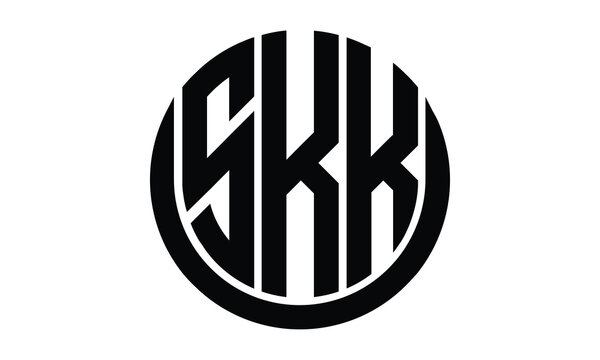SKK shield in circle logo design vector template. lettermrk, wordmark, monogram symbol on white background.