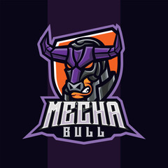 Bull head robot mascot. esport logo design in a modern style