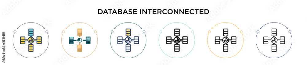 Poster database interconnected icon in filled, thin line, outline and stroke style. vector illustration of 