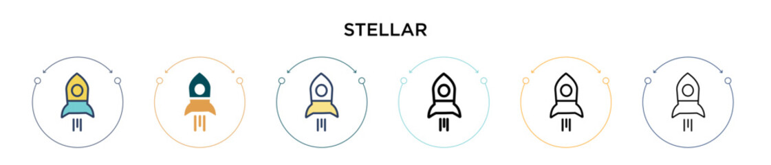 Stellar icon in filled, thin line, outline and stroke style. Vector illustration of two colored and black stellar vector icons designs can be used for mobile, ui, web