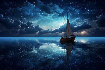 sailboat at night