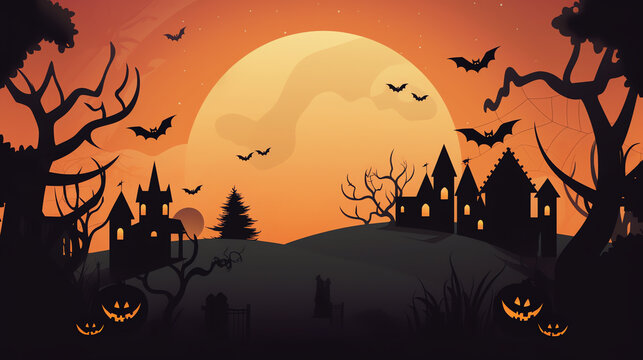 Happy halloween party background concept, Holiday design illustration style