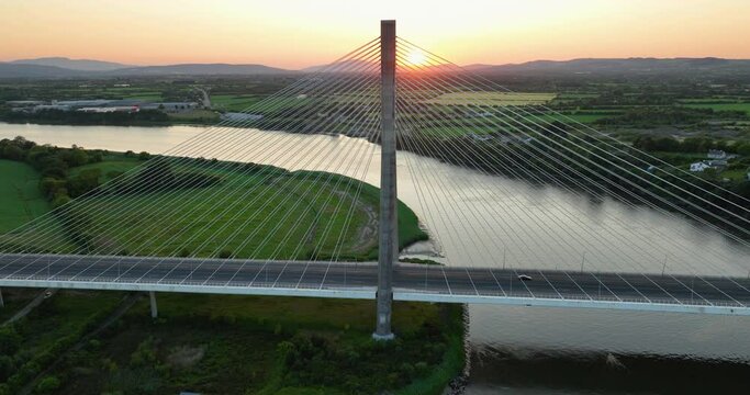 Fantastic bridge over the Suir River against the sunset