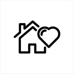 Heart home, house icon Design