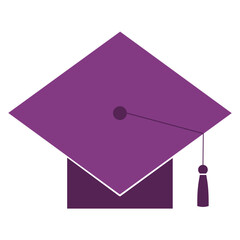 Violet Graduation Cap Icon Isolated on White