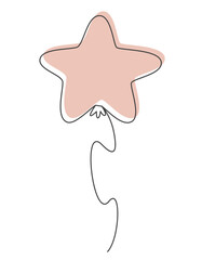 Star shaped balloon in doodle style. Beautiful holiday item.