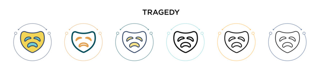 Tragedy icon in filled, thin line, outline and stroke style. Vector illustration of two colored and black tragedy vector icons designs can be used for mobile, ui, web - obrazy, fototapety, plakaty