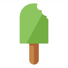 illustration of bitten ice cream with mint choco flavor. vector ice cream.Vector isometric illustration of summer dessert delicious ice cream on a white isolated background.