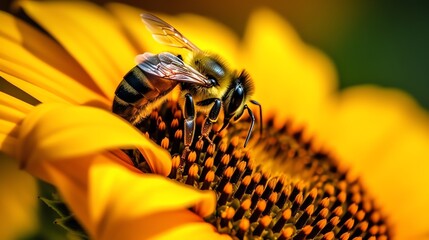 Mkro Close Up of bee on sunflower