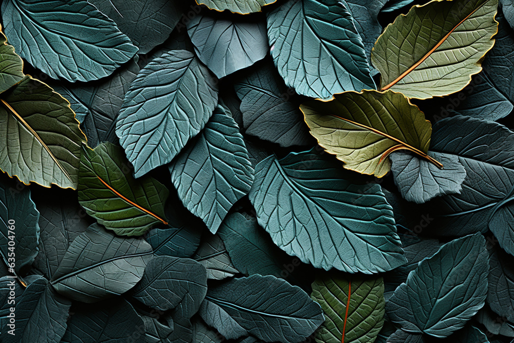 Fototapete beautiful leaf coca pattern texture background. macro photography view. generative ai technology.