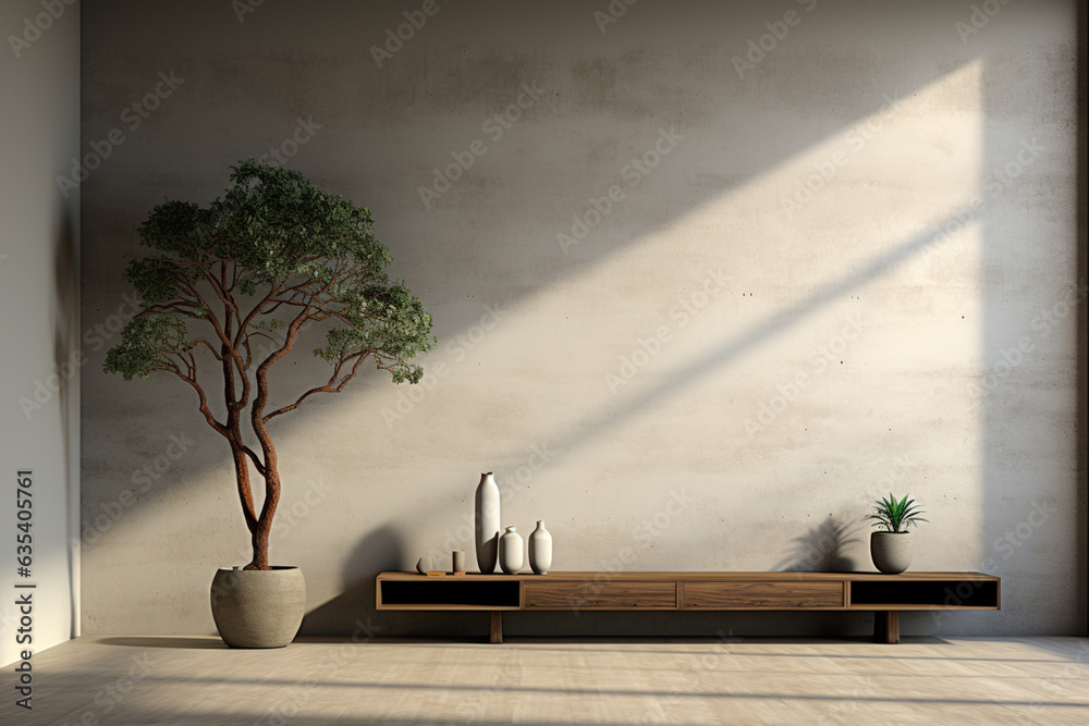 Poster a minimalist sliding door leading to a minimalist interior, illustrating the harmony of clean lines 