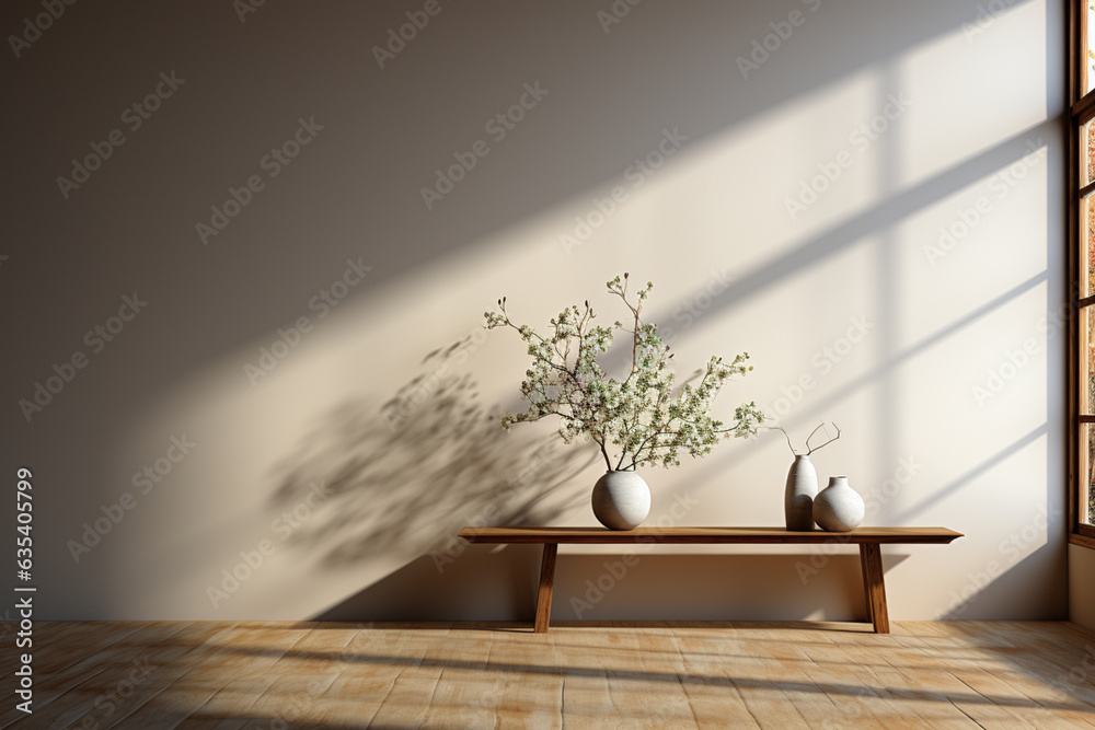 Aufkleber a minimalist sliding door leading to a minimalist interior, illustrating the harmony of clean lines 
