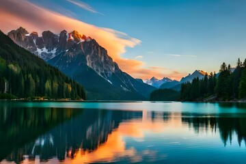 Fototapeta premium sunrise over the lake