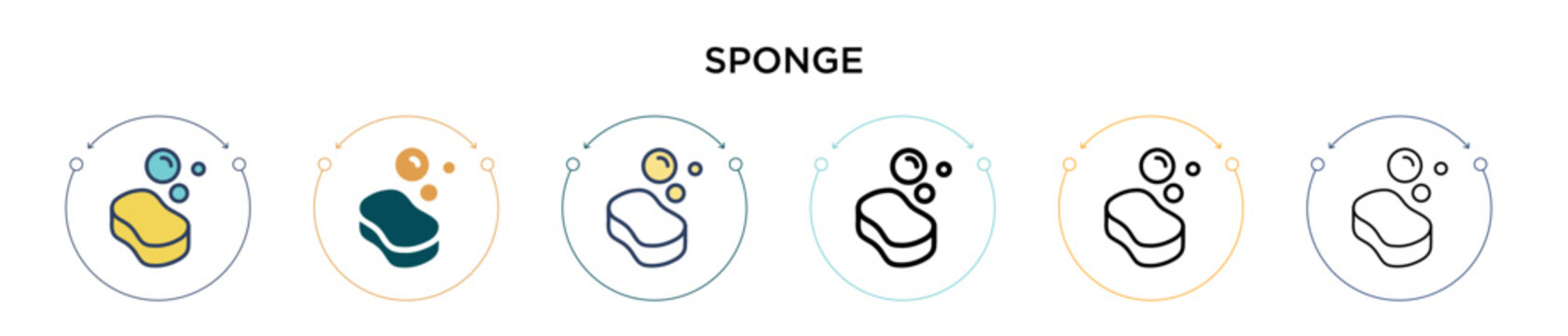 Sponge icon in filled, thin line, outline and stroke style. Vector illustration of two colored and black sponge vector icons designs can be used for mobile, ui, web