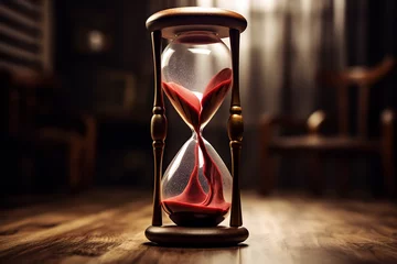 Foto op Plexiglas Time and life intricately connected in a surreal visualization, where an hourglass lets blood flow in place of sand © Davivd